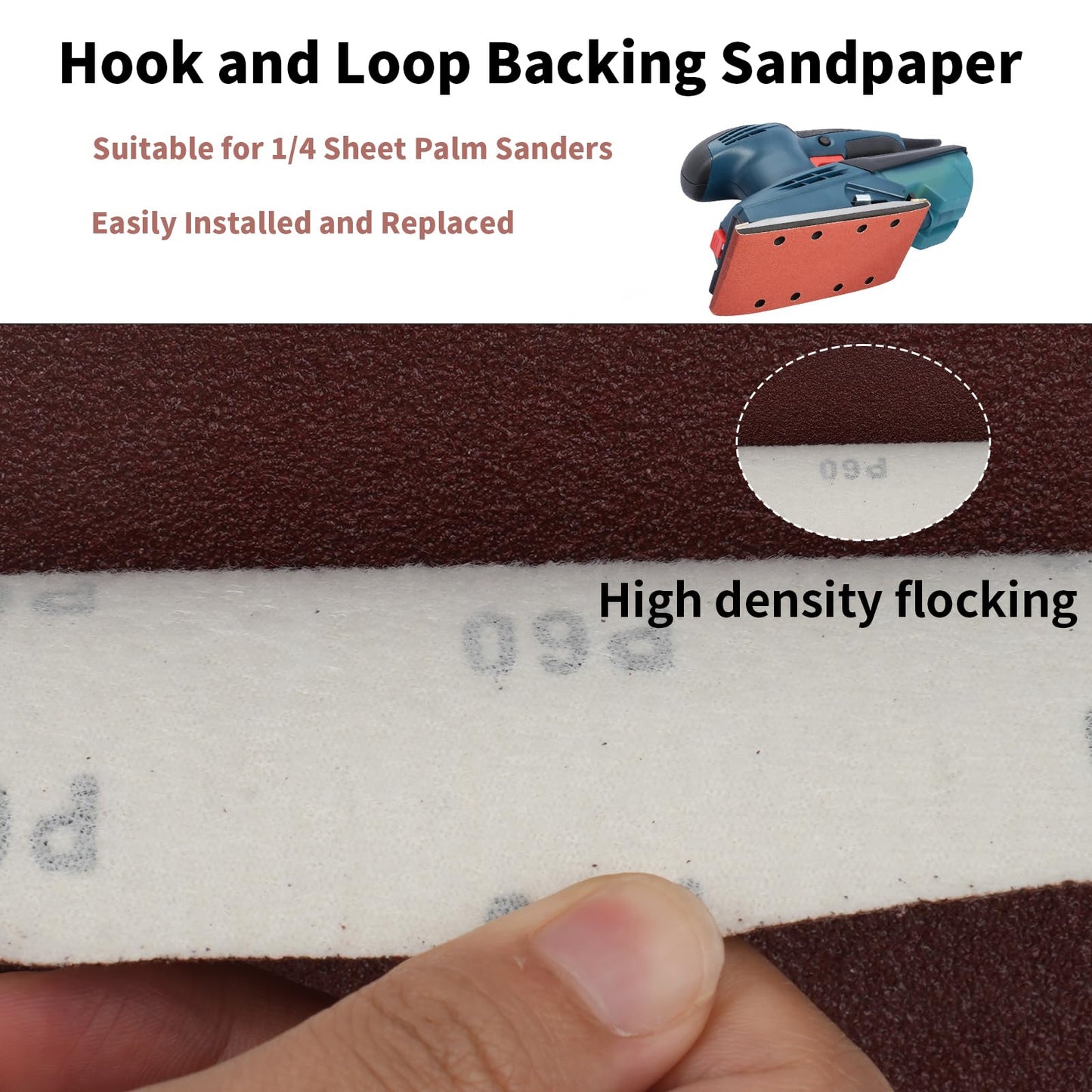 1/4 Sheet Sandpaper 5.5" x 4.5" Hook and Loop Sandpaper 80 Grit Sandpaper for Palm Sander 30 PCS Aluminum Oxide Sanding Sheets Hand Sanding Blocks for Metal, Woodworking and Polishing (80 grit)