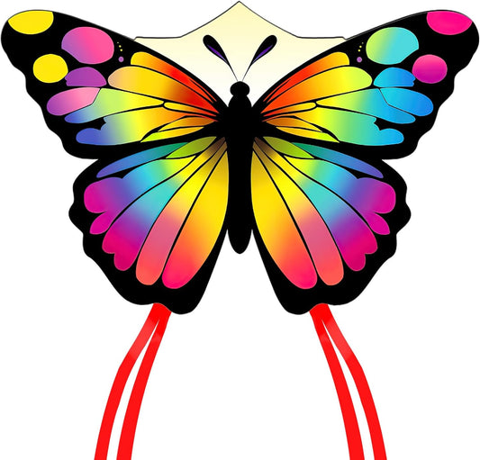 Skiennix Colorful Butterfly Kite - Easy to Fly for Kids & Adults | Perfect for Parks & Beach, 50M String Included