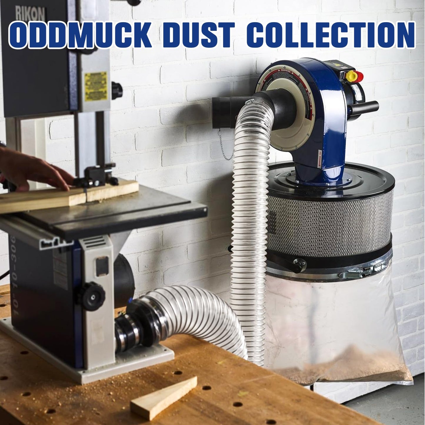 ODDMUCK 4" x 10' PVC Dust Collection Hose Clear Flexible Fume Debris Vacuum Collection Hose with 4 Clamps for Woodworking Dust Collection Systems