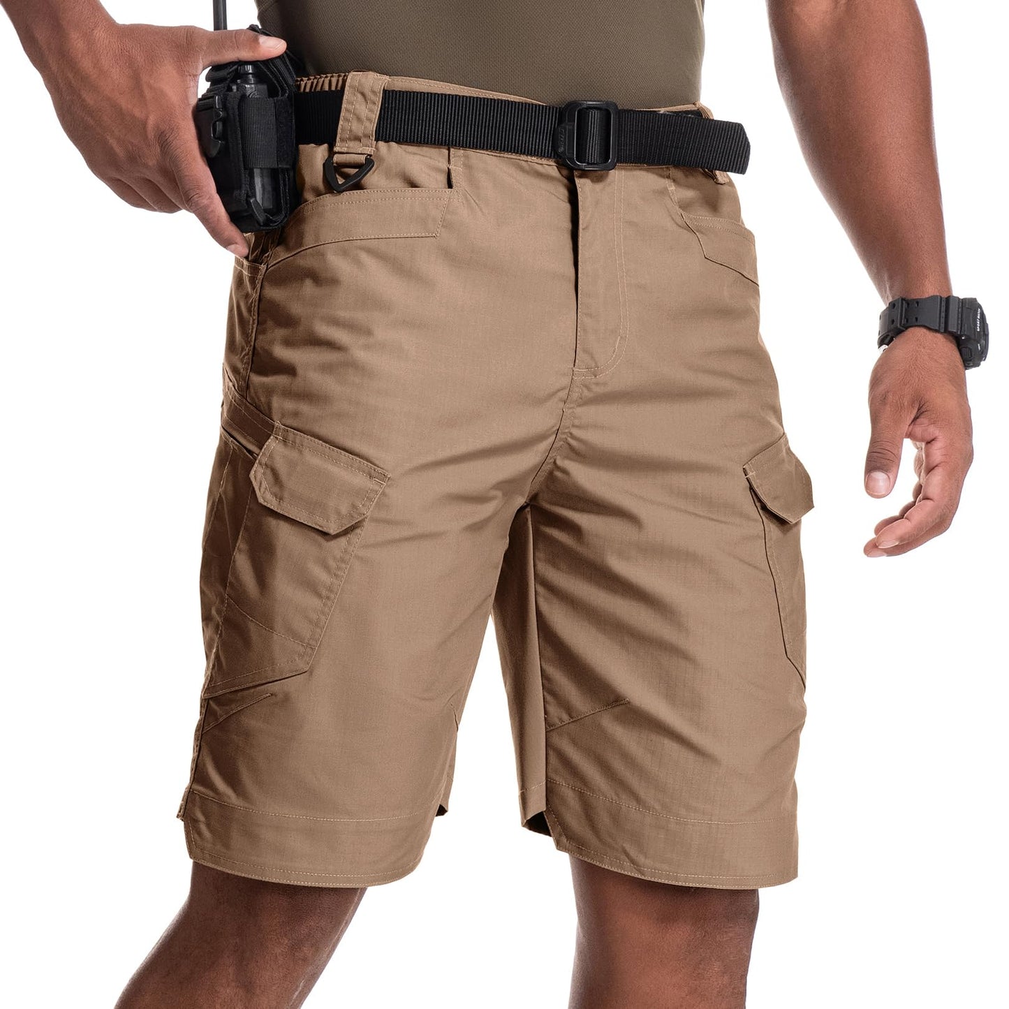 Jessie Kidden Mens Tactical Shorts Stretch Outdoor Cargo Shorts Wear Resistant Rip Stop Work Hiking Fishing Shorts (6223 Brown 38)