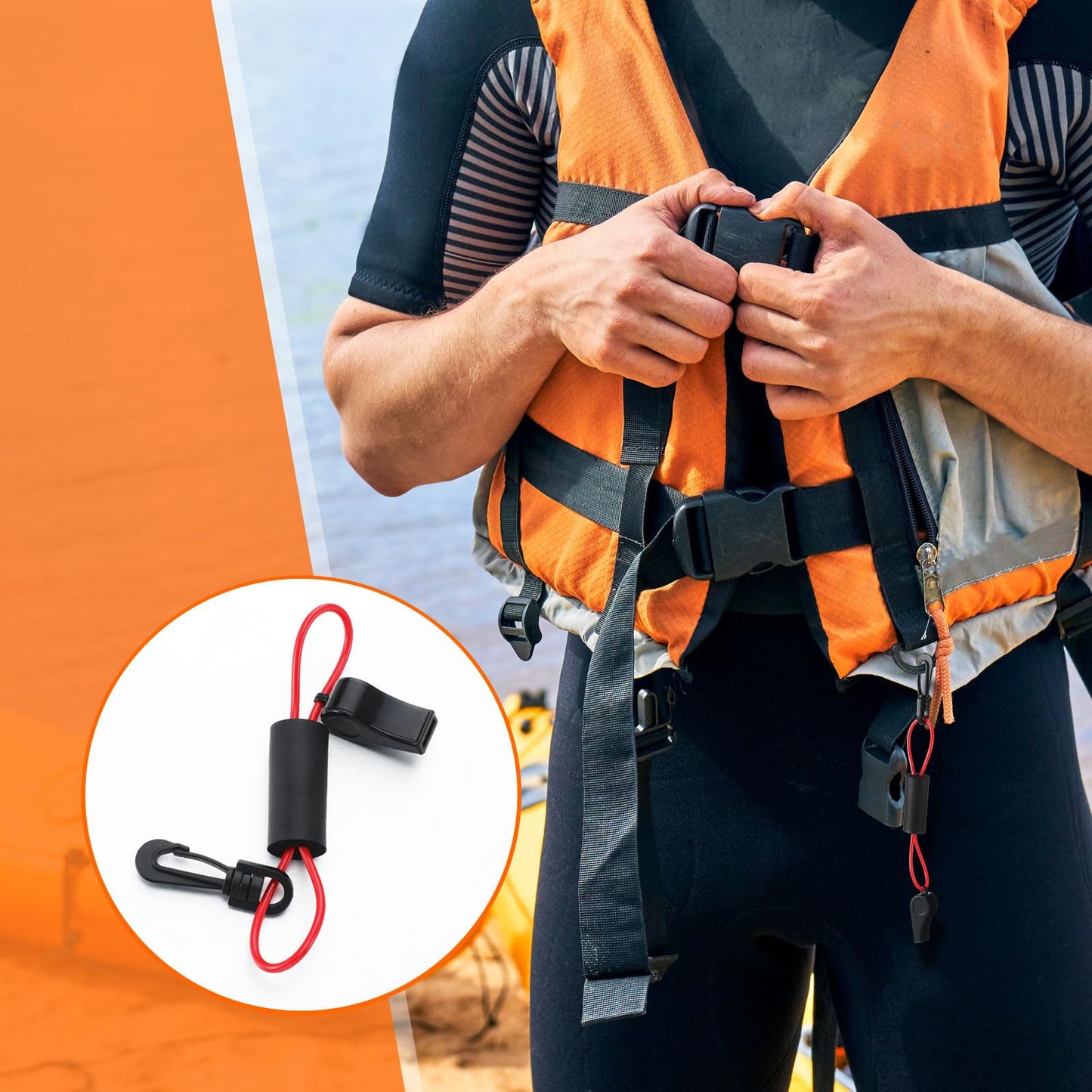 Seenelling 2 Pcs Whistle with Lanyard for Safety Boat Whistle Coast Guard Approved Float Boat Marine Camping Hiking Hunting Fishing Survival Rescue Signaling ski Accessories (Black and Red)