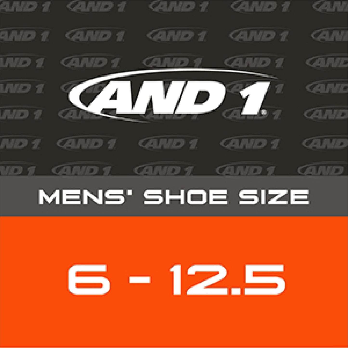 AND1 Men's Athletic Cushion Crew Socks (Size: 6-12.5), Black, 12PK