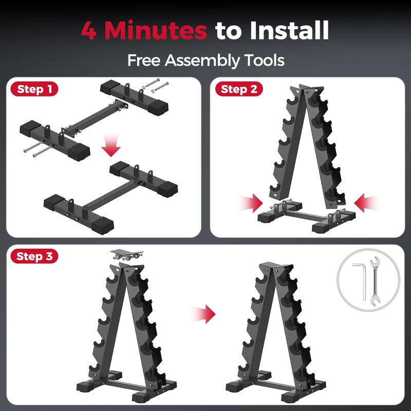 AKYEN A-Frame Dumbbell Rack Stand Only, Weight Rack for Dumbbells Compact Home Gym Space Saver, 480LBS Weight Capacity