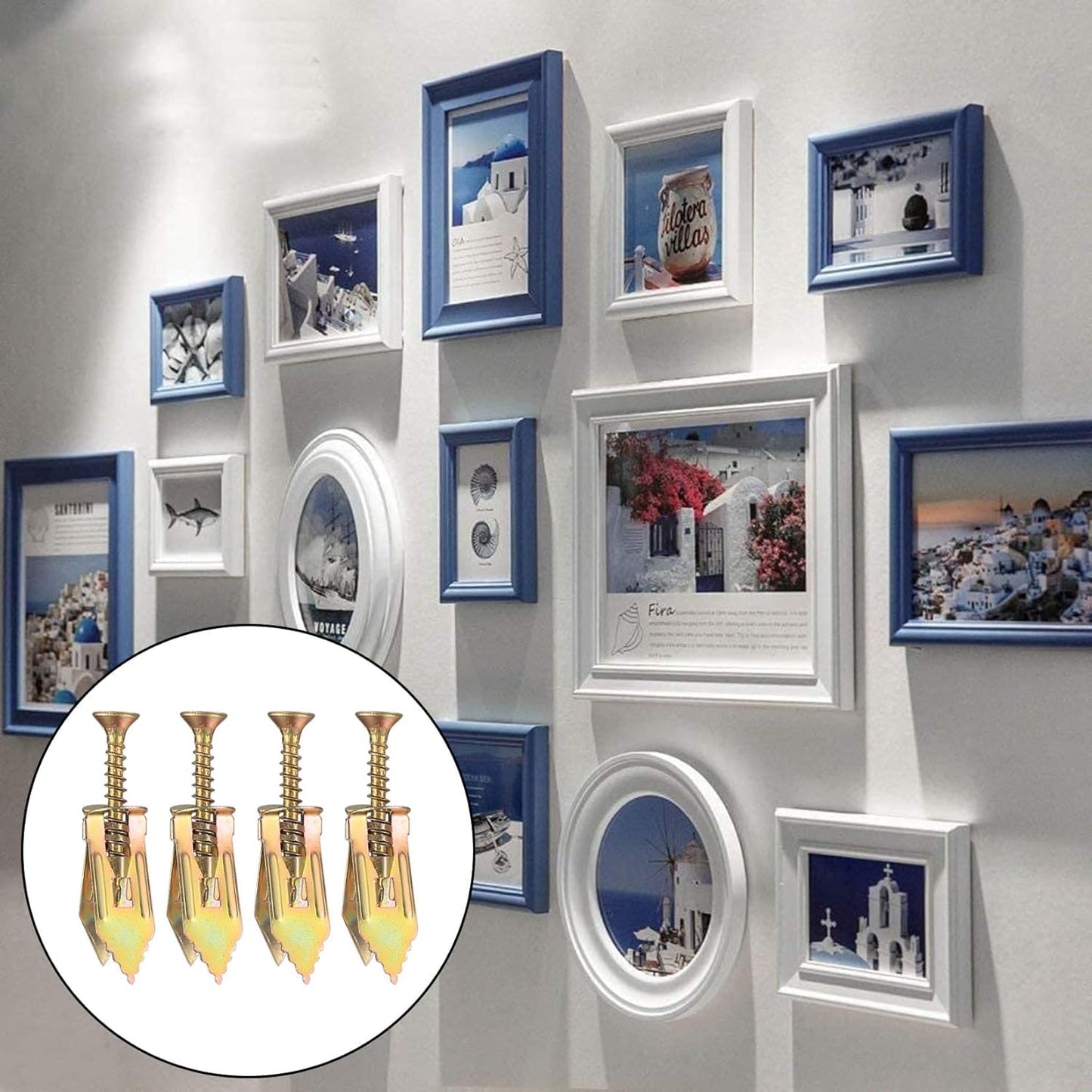 FNLGTN Self-Drilling Drywall Anchors and Screws Kit, 100 Pieces, 50 Metal Anchors & 50 Screws, No-Drill Installation (100pcs 0.47X1.18)