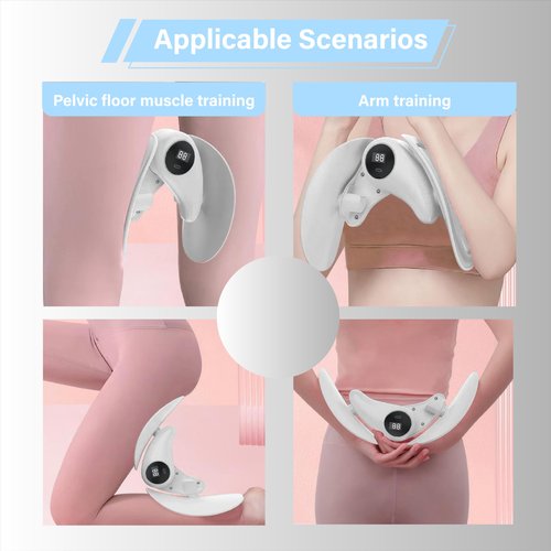 Kegel Exerciser Thigh Master for Women, Adjustable Pelvic Floor Exercise Devices with LED Display, 360° Inner Thigh Exerciser of HIPS/Arm/Leg (Gray)