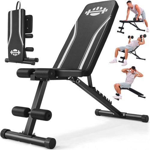 ANCIHER Weight Bench - 660LBS Foldable Home Gym Workout Bench with 8 Adjustable Backrests for Full Body Strength Training