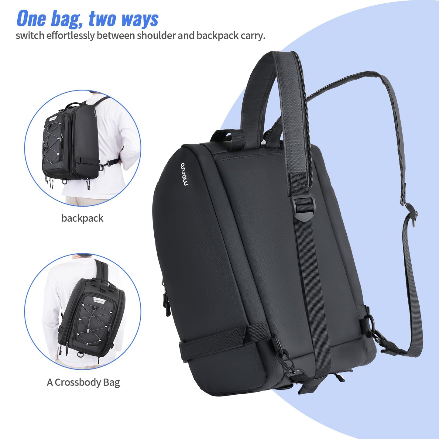 MOSISO Bike Rack Bag with Rain Cover, 15L Waterproof Bike Ebike Rear Bags Bicycle Trunk Bag Convertible to Backpack, Cycling Handbag with Shoulder Strap for Commuter Travel Outdoor, Black