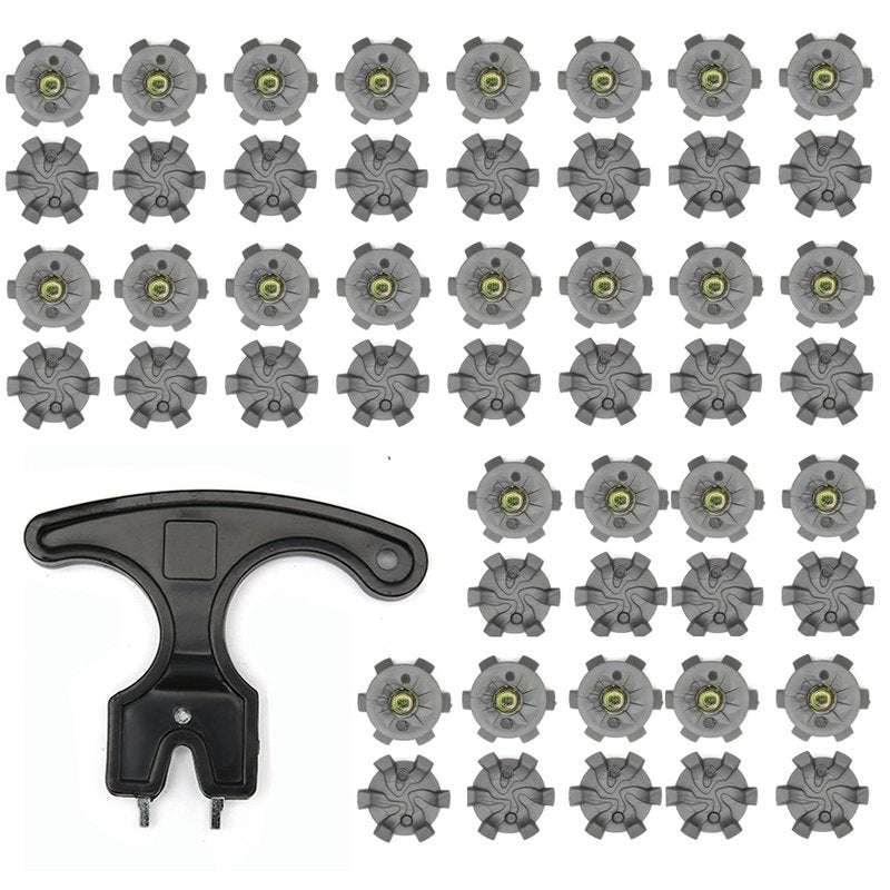 iLIZBay 51 Pcs Golf Shoe Spikes Replacement Kit – 6mm Metal Thread Golf Cleats with 50 Spikes and Removal Spanner, Durable TPU Studs for Enhanced Traction and Stability (Grey)