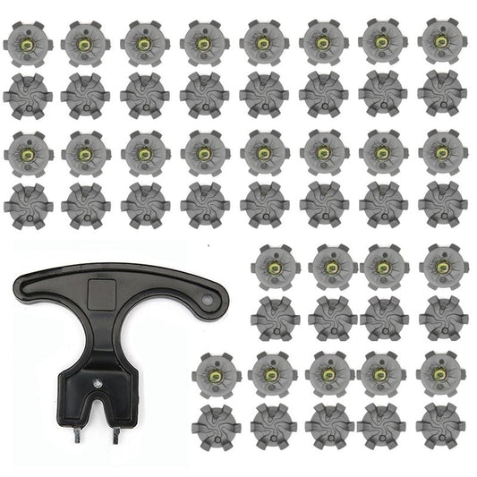 iLIZBay 51 Pcs Golf Shoe Spikes Replacement Kit – 6mm Metal Thread Golf Cleats with 50 Spikes and Removal Spanner, Durable TPU Studs for Enhanced Traction and Stability (Grey)