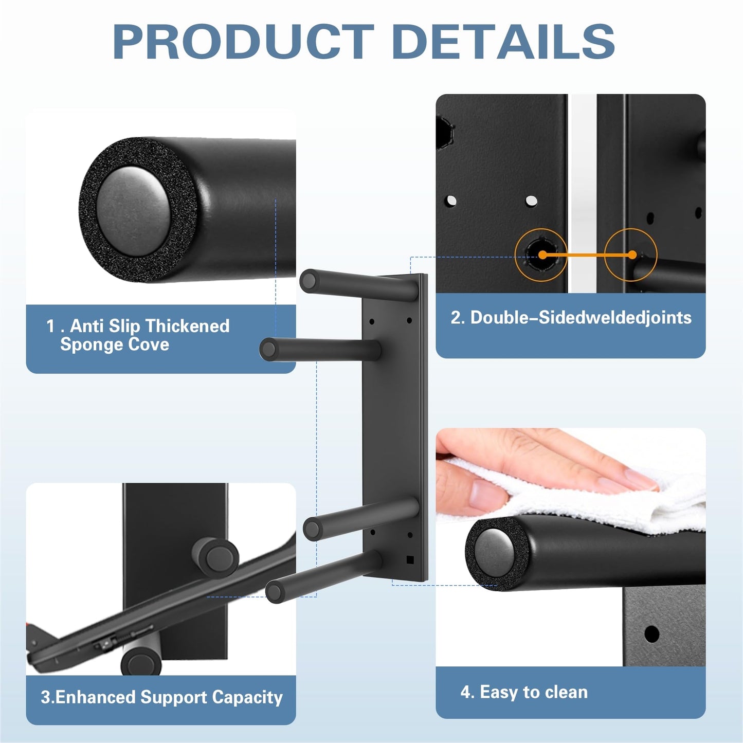 HAVXJAN Scooter Wall Mount, Metal Organizer Black Holder for Scooter Vertical Space Saver Scooter Rack, Scooter Stand for Garage, Living Room, Sports Shop (2 Tiers-2 Packs)