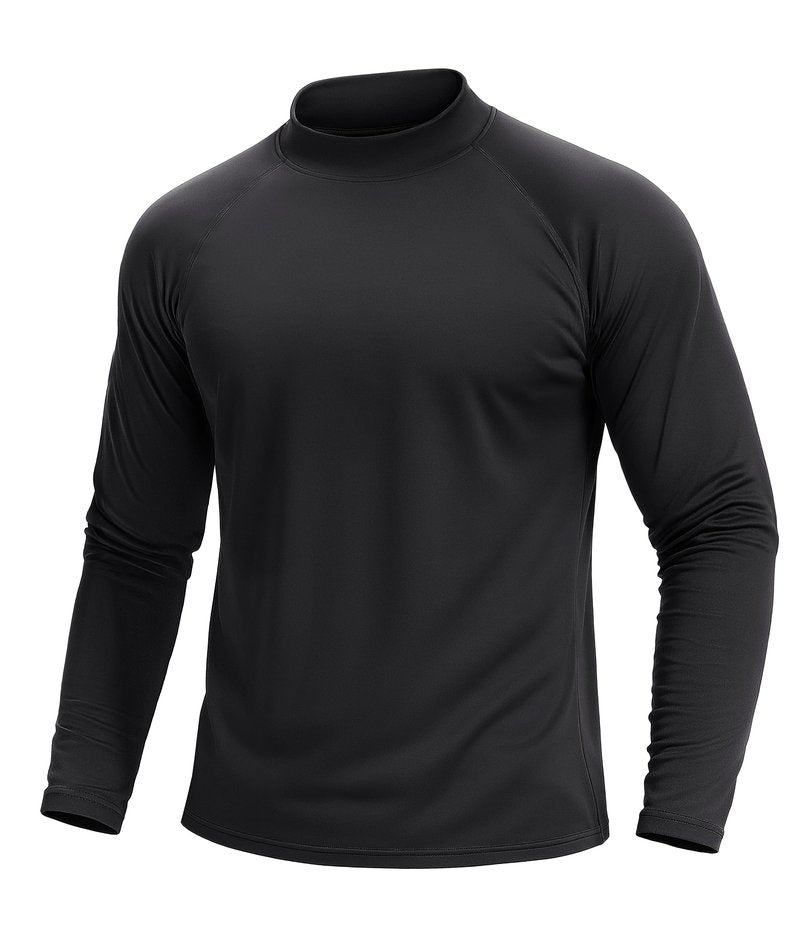 TACVASEN Men's Thermal Fleece Shirt Turtle Neck Lined Base Layer Long Sleeve Athletic Warm Undershirt Cold Winter Running Tops Black L