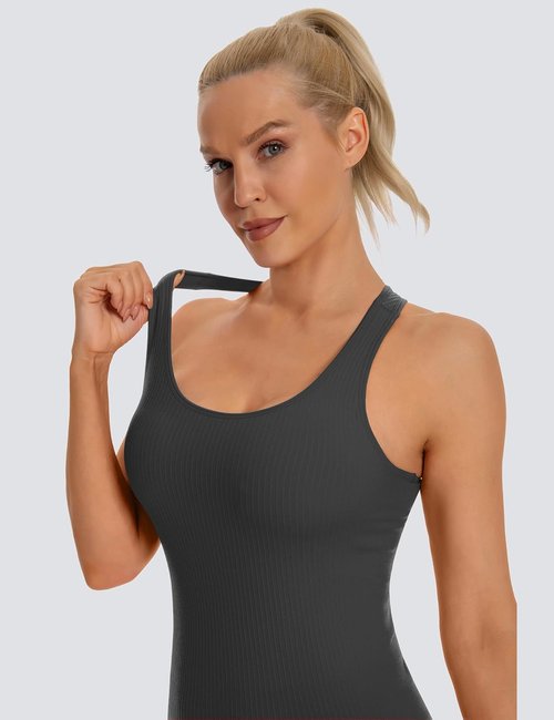 MathCat Seamless Workout Tank Top - Women's Padded Racerback Yoga Camisole (XS-2XL)