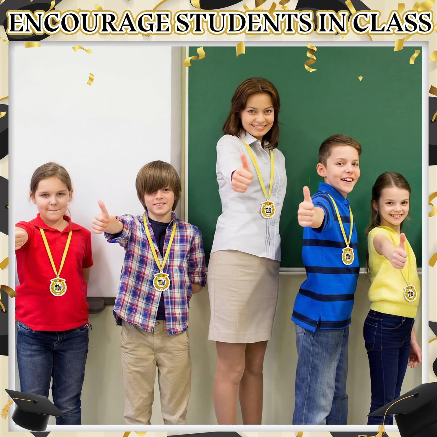 Sratte 24 Pcs Kindergarten Prek Preschool Graduation Medals for Kids, Bulk Kinder Pre-k Graduation Gifts with Yellow Ribbon, End of Year Student Gifts Party Favors Supplies, 2 Inch (2026 Graduate)