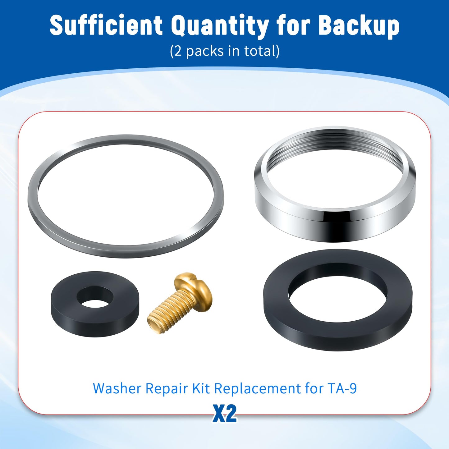 Enhon 2 Pack Washer Repair Kit Replacement for TA-9, Compatible with Symmons Temptrol Valve TA-10 Spindle Assembly, T-8 Cold Washer, T-7 Retainer, T-6 Hot Washer, T-5 Screw and T-11 Cap Gasket