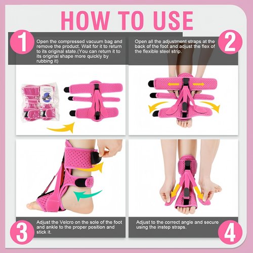 CQSMY Plantar Fasciitis Night Splint for Women & Men - Planters Facetious Relief, Upgraded Brace with 3-Point Support for Foot Drop & Achilles Tendonitis (Pink)