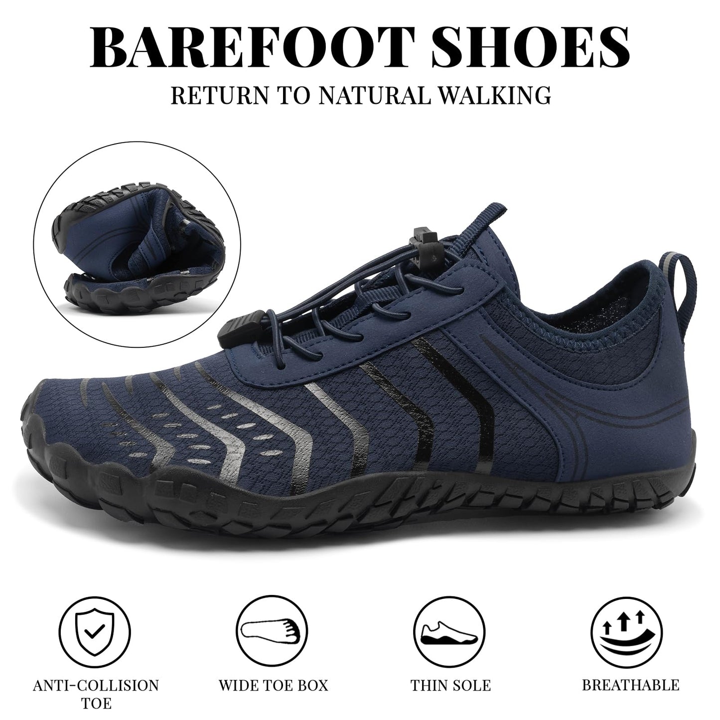 2026 New Hiking Barefoot Shoes Womens Mens Footwear,Wide Toe Box Water Shoe for Women Men,Zero Drop Comfortable & Non-Slip Barefoot Vitality Shoe Women's Athletic Footwear for Walking Hiking