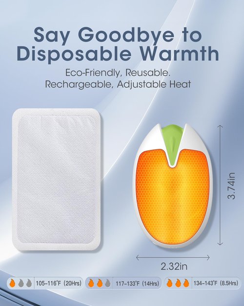 Hand Warmers Rechargeable, 2 Pack, 6000mAh Magnetic Electric Handwarmers, 20Hrs Long Heating USB Pocket Heater, Gifts for Christmas Women Men, Outdoor Golf, Camping, Travel