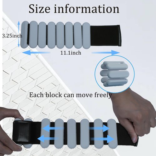 Jimikay Adjustable Wrist & Ankle Weights for Women and Men, Set of 2 (1lb Each),Silicone Weighted Bangles,weighted bracelet for Yoga, Dance, Pilates, Pool Exercises and Jogging etc (Light Gray)