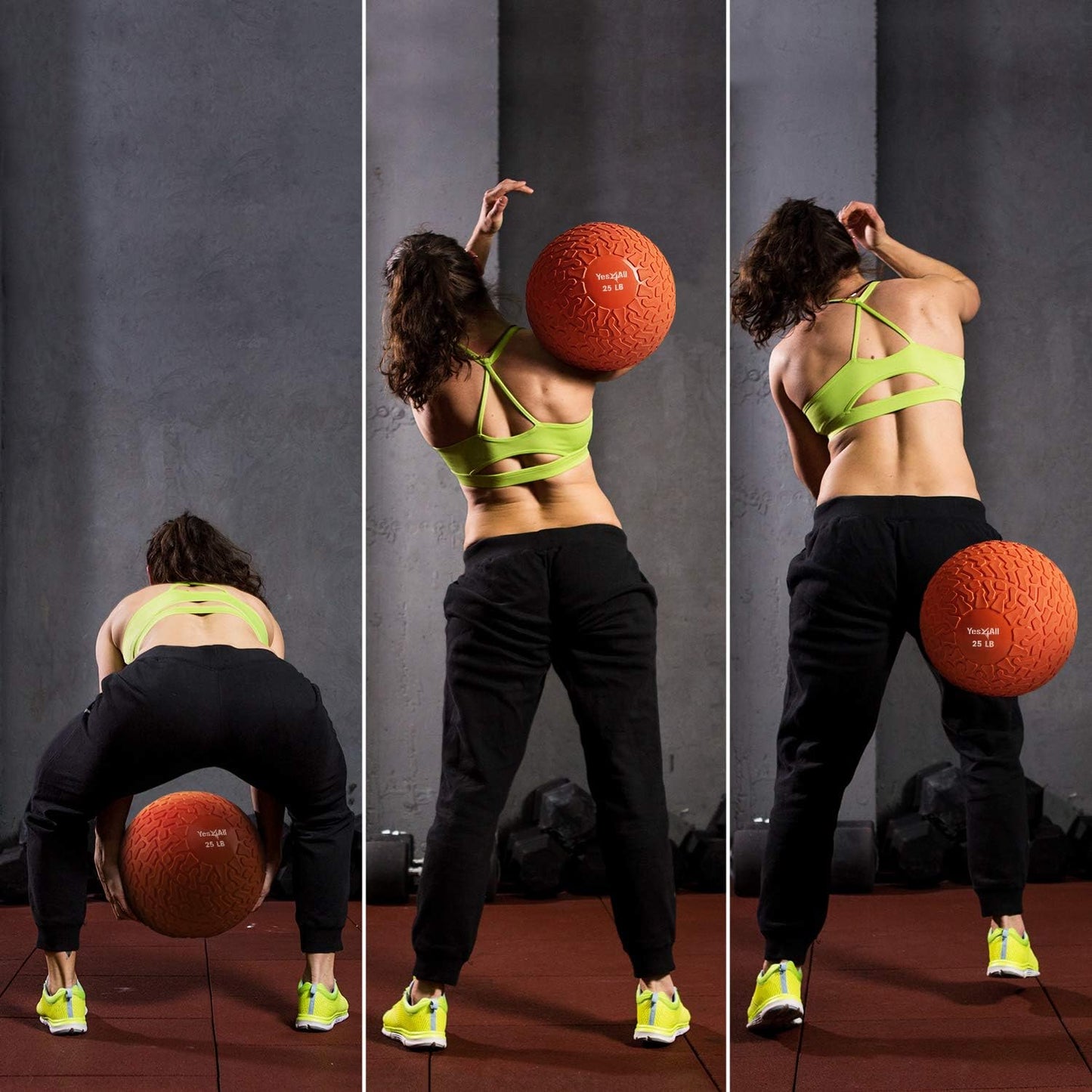 Yes4All Slam Balls - Durable 10-40lb Weighted Core Strengthening Workout Ball | PVC Sand-Filled