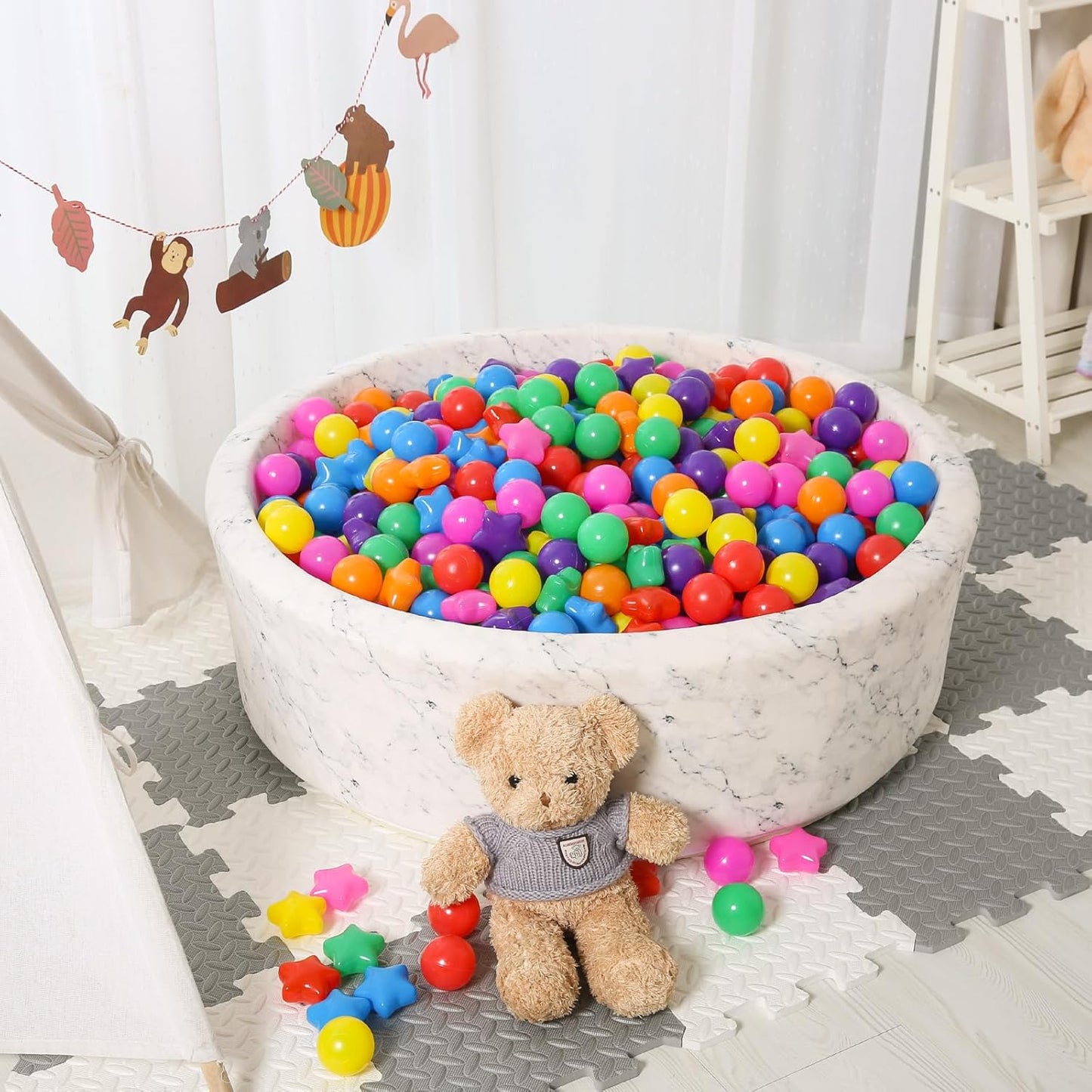 STARBOLO Star Ball Pit Balls for Kids - 50 100 200 500 Crush Proof Play Plastic Balls for Ball Pit Phthalate Free BPA Free Non-Toxic Indoor Outdoor,Soft Plastic Pool Balls for Kids Birthday Party.