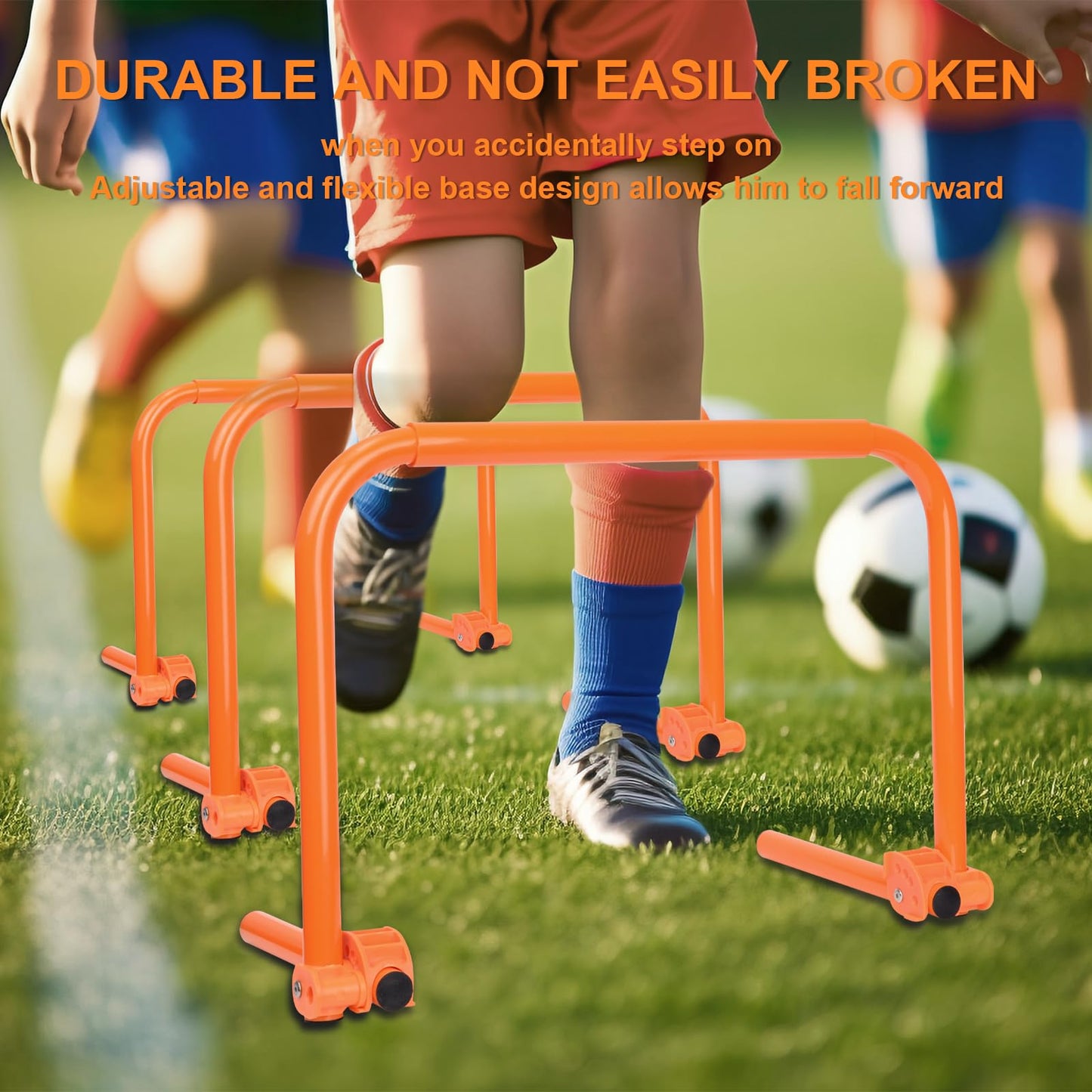 Hikeen Agility Speed Training Hurdles, Adjustable Agility Training Hurdles for Football, Basketball, Soccer Hurdles Training Equipment Set of 12, with 12 Marker Cones