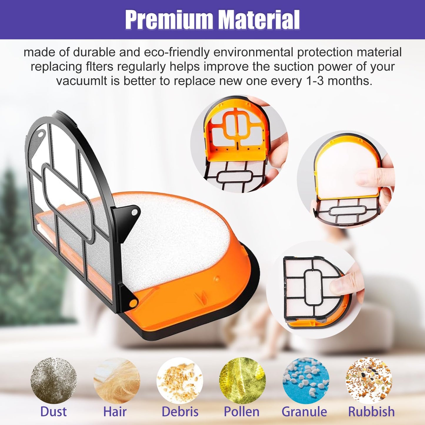 Replacement Foam Filters for Shark WD101 WD201 WD100 WD200 AW302 AW201 AW261 WD160 WD161 AW161 & MessMaster WD261 HydroVac XL 3-in-1 Vacuum Cleaner Parts# WDB1, WDB2, WDFF1, WDFF2, WDB1F2-8Pack