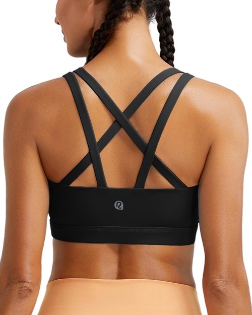 RUNNING GIRL Sports Bra for Women,Molded Cups High Support Sports Bras for Women Large Bust Workout Top(3051_Black_L)