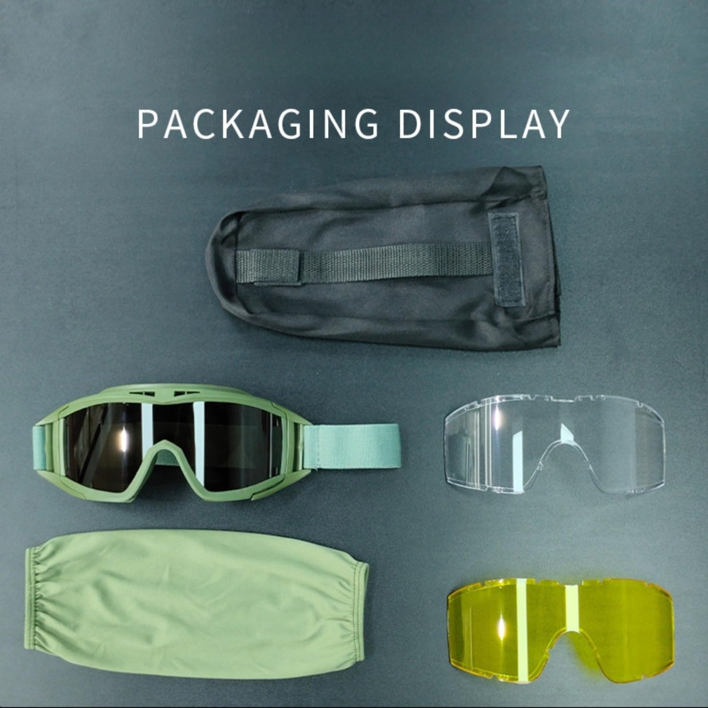 Tactical Military Goggles with 3 Interchangeable PC Lenses,PTU Frame,Wind/Dust Protection, for Airsoft,Cycling, Combat Sports (olive drab)