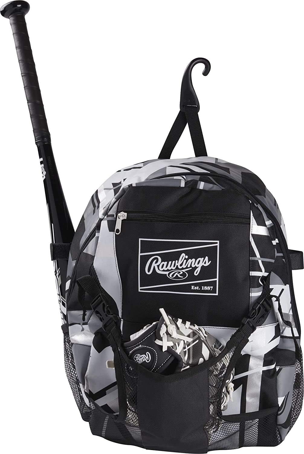 Rawlings REMIX Backpack Equipment Bag - T-Ball & Youth Baseball/Softball - Stylish Black Design