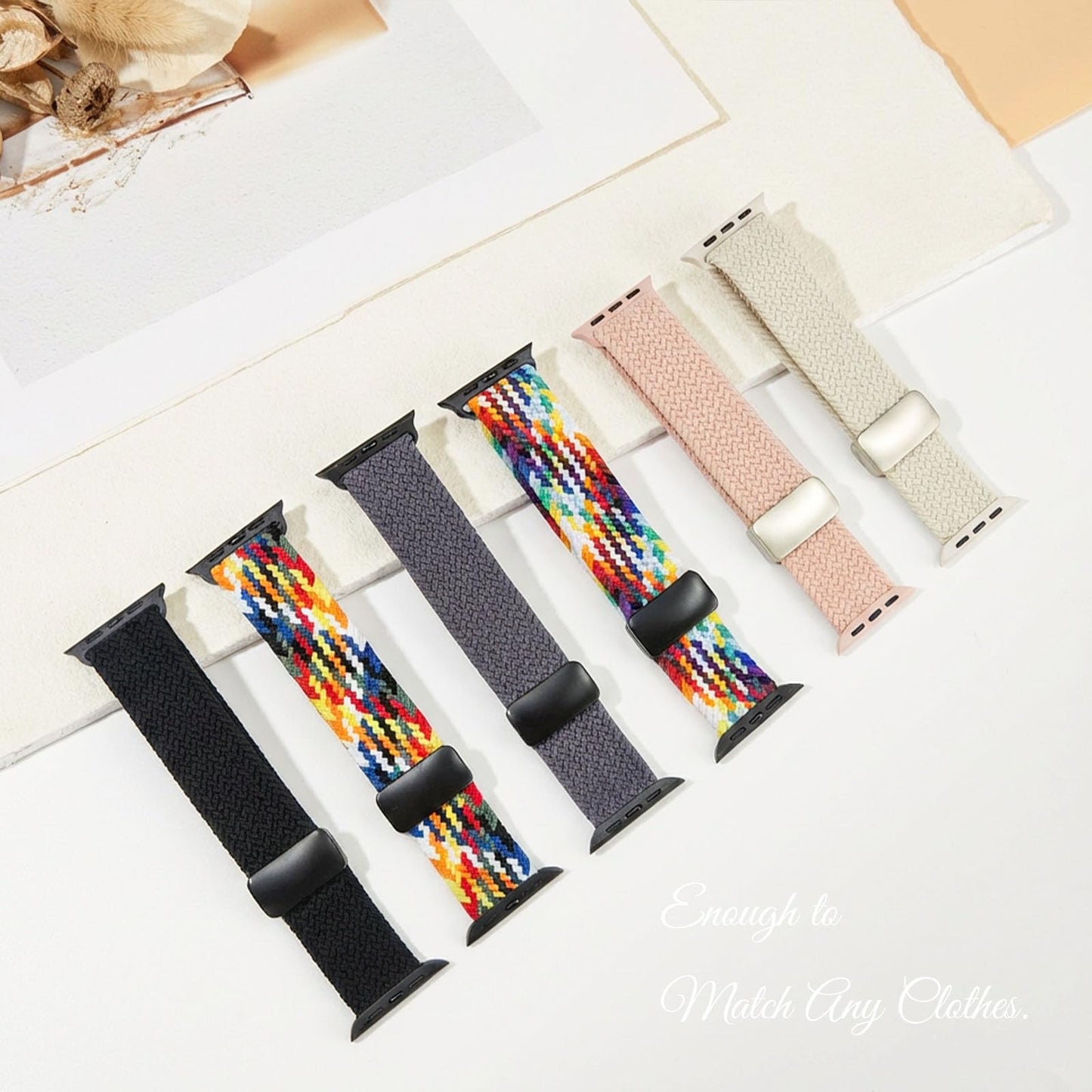 cidogim 22mm Braided Nylon Watch Band for Men and Women, Quick Release, Black Stainless Steel
