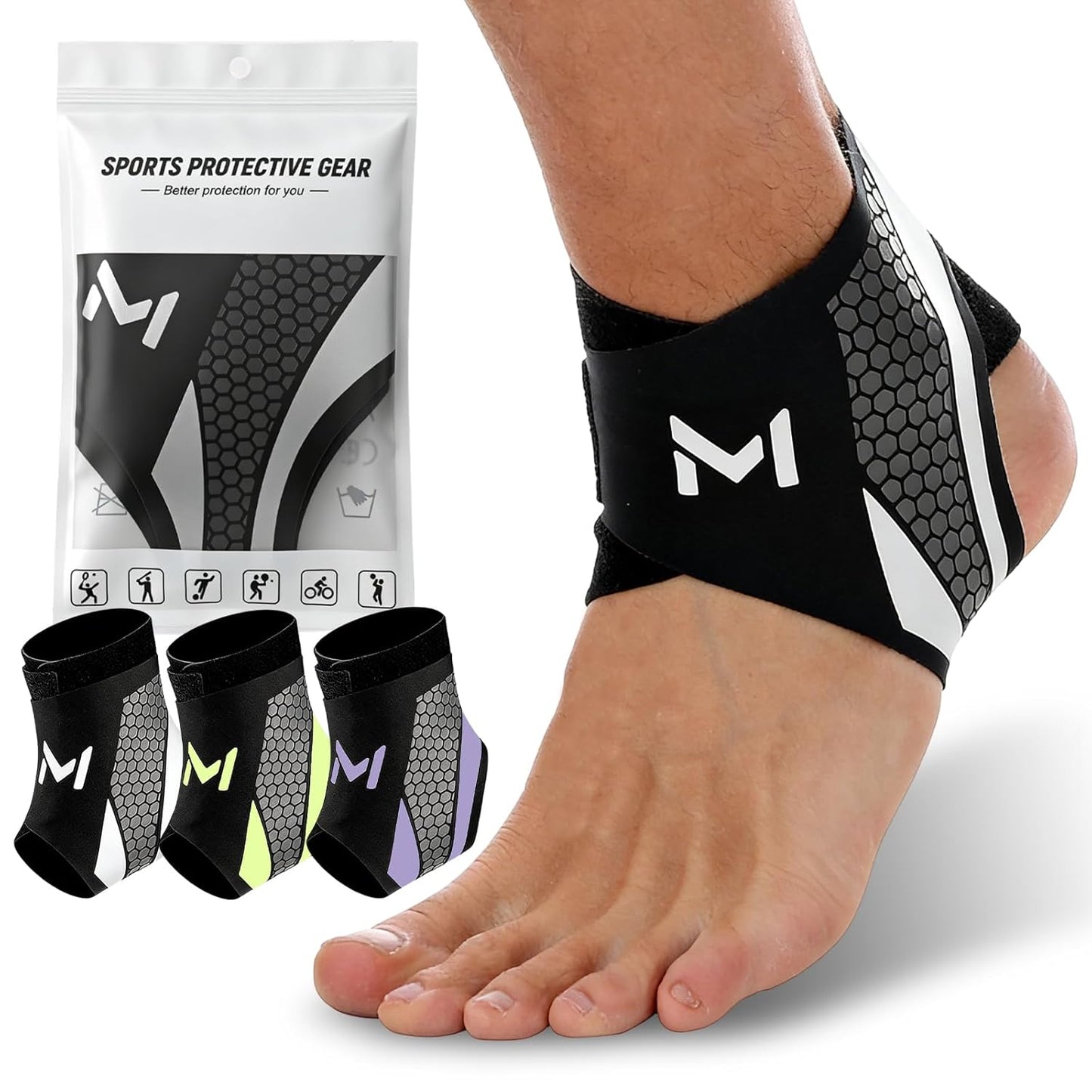 Skiennix Ankle Brace - Adjustable Compression Support Stabilizer for Sprain Recovery | Gray