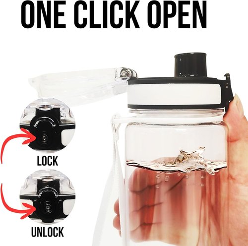Clear Plastic Water Bottle - 32oz Leak-Proof Chug Lid | Reusable Flip Top for School, Office, Gym