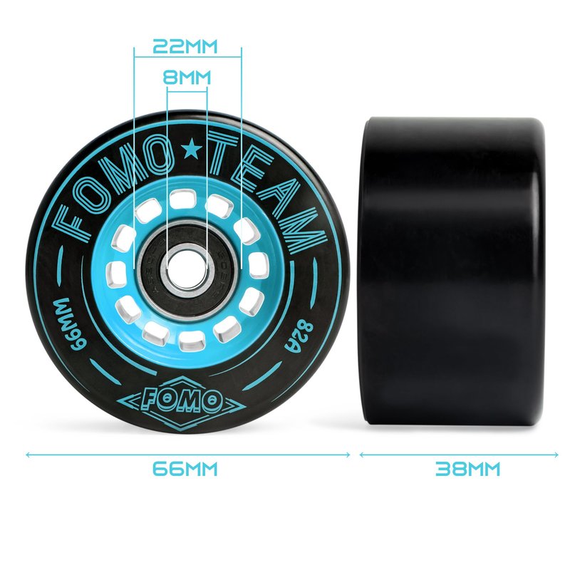 FOMOTEAM Roller Speed Skate Wheels Racing Wheels Outdoor or Indoor 66mm38mm with ABEC-9 Bearings Installed 82A (Set of 8)
