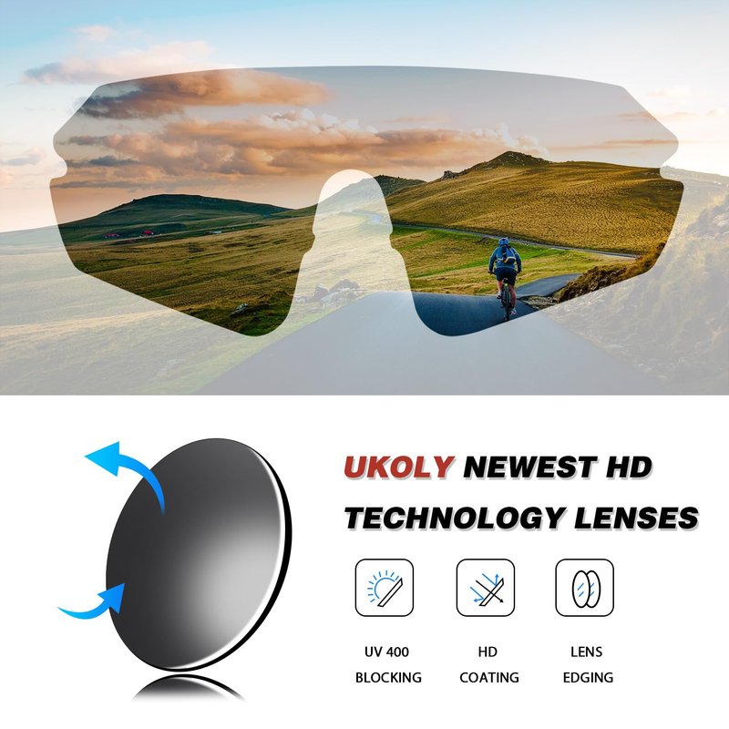 Ukoly Cycling Sunglasses for Youth Men Women, TR90 Polarized Sports Sunglasses,Outdoor Sport Baseball Glasses UV400 Cycling Eyewear (Red)