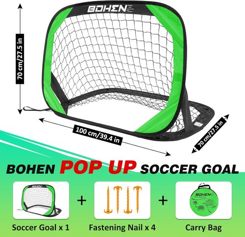 Bohen Pop Up Soccer Goals for Kids - Foldable Portable Soccer Net for Indoor & Outdoor Play (3.3x2.2FT)