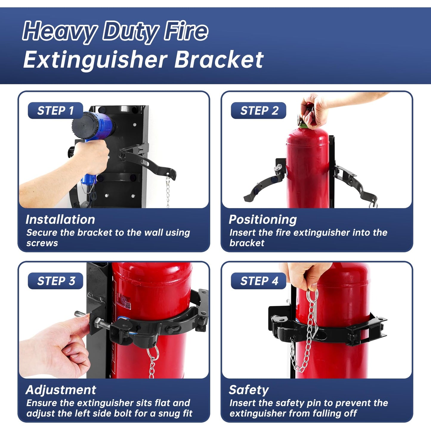 𝙉𝙚𝙬 2 Pack Heavy Duty Fire Extinguisher Bracket Wall Mount, 20 LB Fire Extinguisher Brackets for Truck, Fit 20lb Dry/10lb CO2 Extinguisher, for Garage Vehicle Boat，Replace amerex 810，3-Yr Warranty