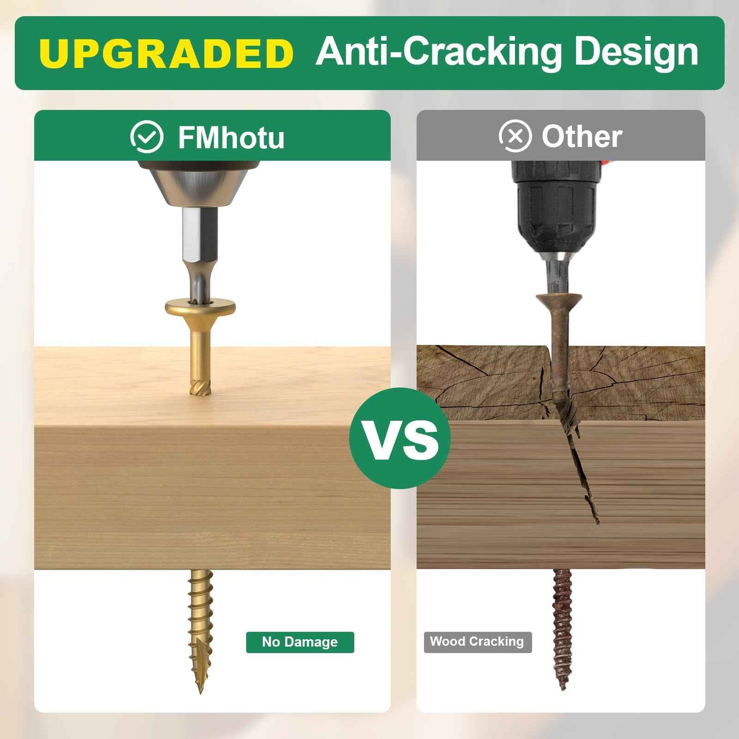 FMhotu 4-1/2 Inch Heavy-Duty Outdoor Deck Screws, 50Pcs Star Drive Decking Wood Screws, Rust Resistant Timber Screws for Timber/Log/Landscaping Wood (#14 x 4-1/2" Tan)