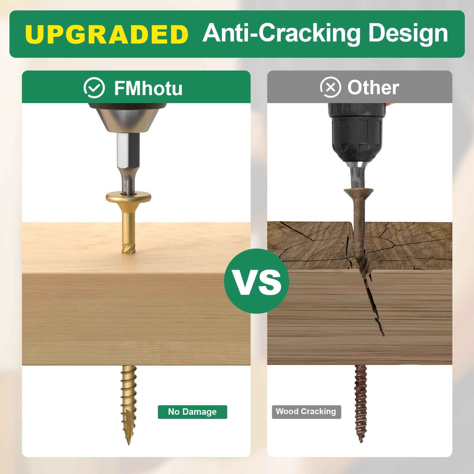 FMhotu 4-1/2 Inch Heavy-Duty Outdoor Deck Screws, 50Pcs Star Drive Decking Wood Screws, Rust Resistant Timber Screws for Timber/Log/Landscaping Wood (#14 x 4-1/2" Tan)