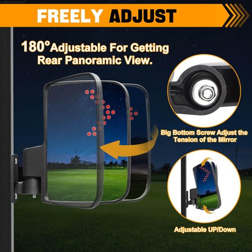 Golf Cart Side Mirrors with Turn Signal Light Golf Cart Rear View Mirrors for Club Car EZGO Yamaha Side Mirrors Golf Cart