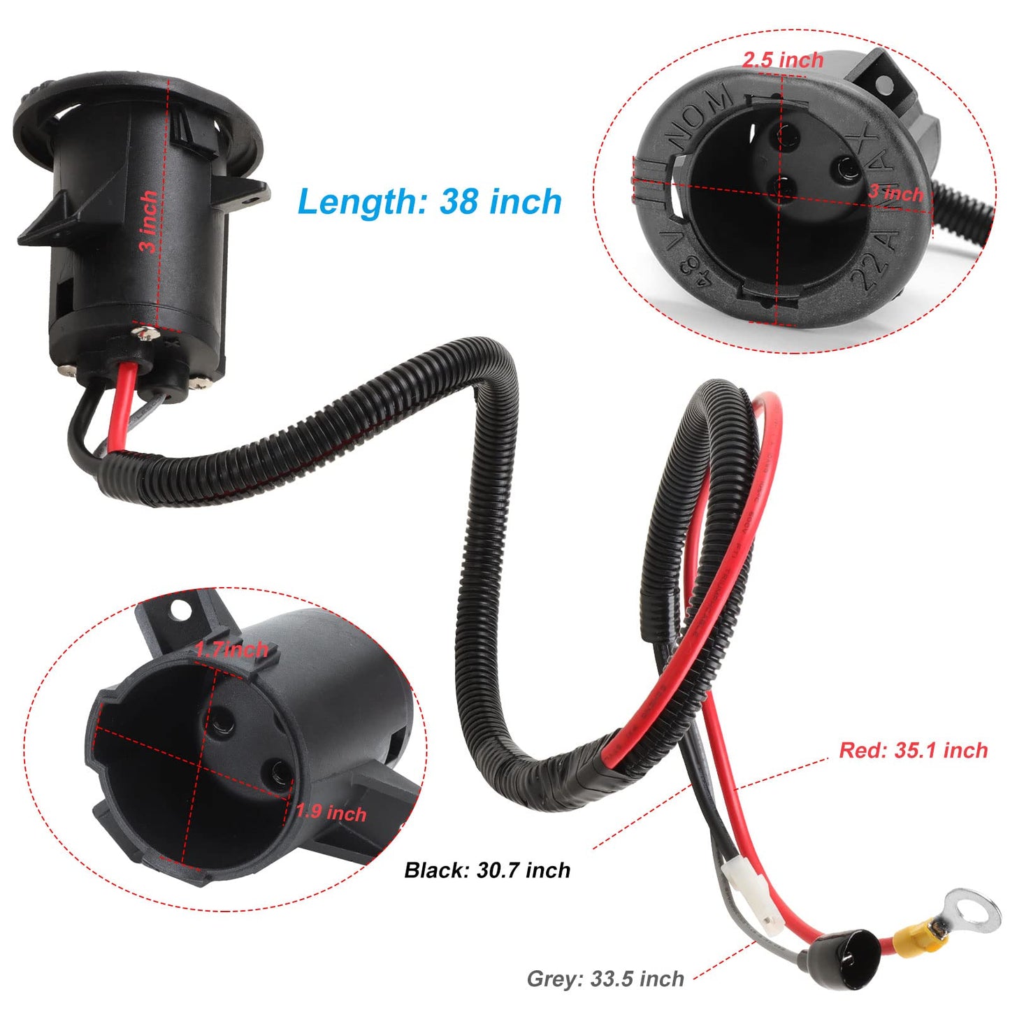 Roykaw Golf Cart 48 Volts Charger DC Receptacle Kits with Charge Receptacle Trim for Club Car Precedent 2004-up Electric Models,Fast Charging, OEM#103375501,102510201,102516901