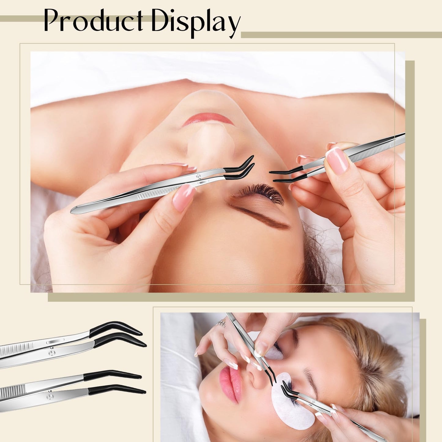 Jingmore 6 Pieces Tweezers with Rubber Tips Rubber Tipped Tweezer Cross Lock PVC Coated Tweezers Craft Jewelry Anti Scratch Long for Crafting Beads Jewelry Stamps Succulents Pet(Black)