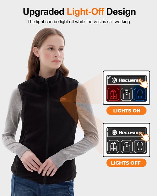Hecusma Fleece Heated Vest for Women with Battery Pack 16000mAh 7.4V Included, Heated Fleece Vest Women, Warming Heating Vests-M