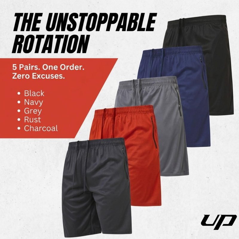 Ultra Performance Mens 5 Pack Athletic Running Shorts, Loose fit Basketball Gym Workout Shorts for Men with Zippered Pockets