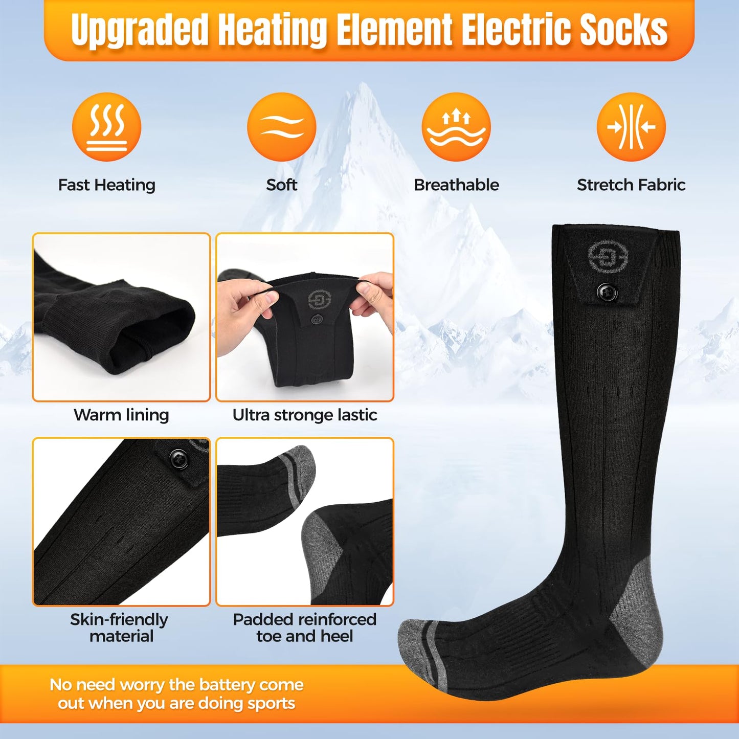 Starines 8000mAh Heated Socks for Men Women,APP Control Rechargeable Battery Electric Socks,Heating Foot Warmers Up to 13H Valentine's White Elephant Gift for Outdoor Winter Work Ski Hiking Hunting