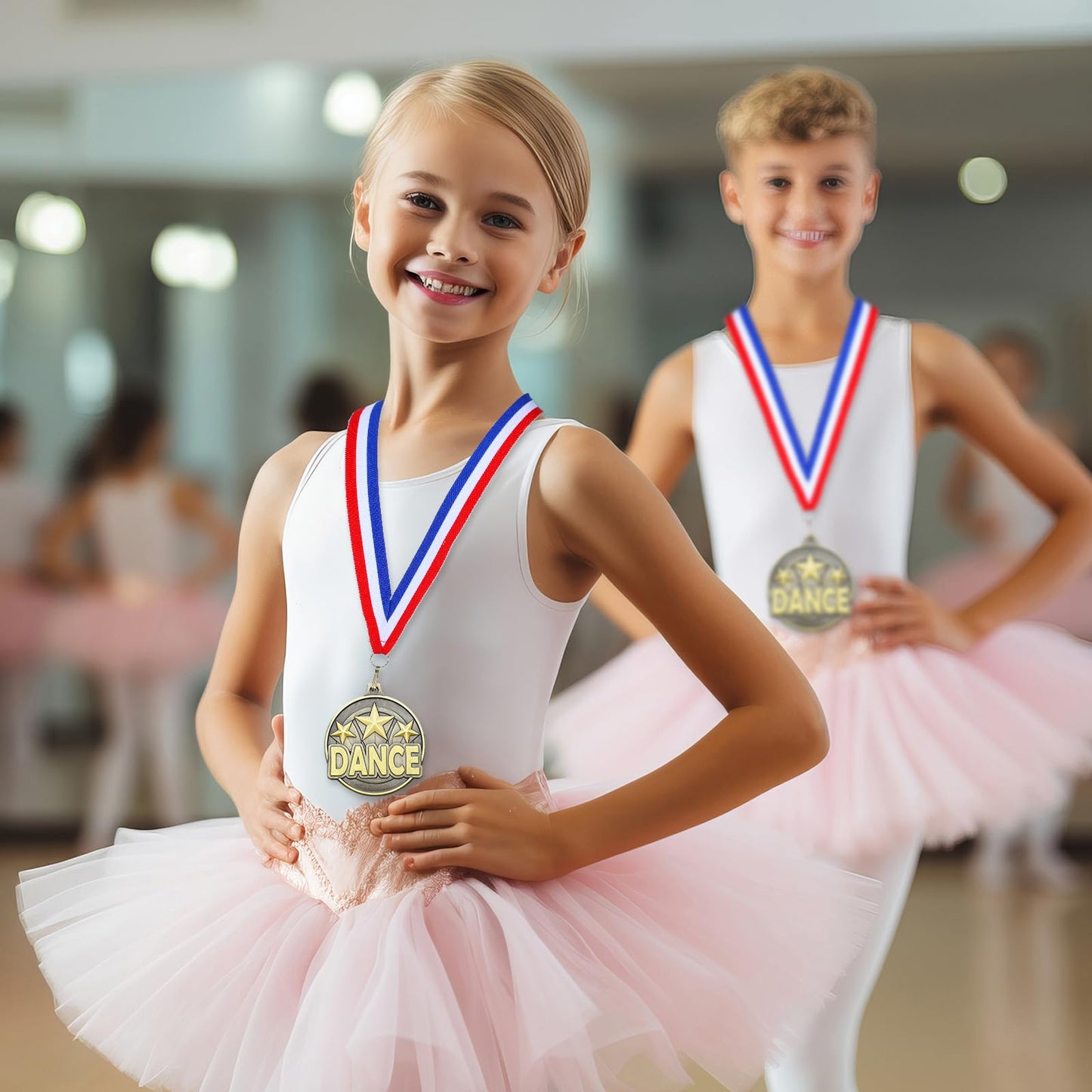 Quelay 30 Pcs 2'' Medals for Awards Winner Bulk with Neck Ribbons Metal Trophy Award Prize Gift for Kids Students Adults School Graduation Participation Competitions(Dance)