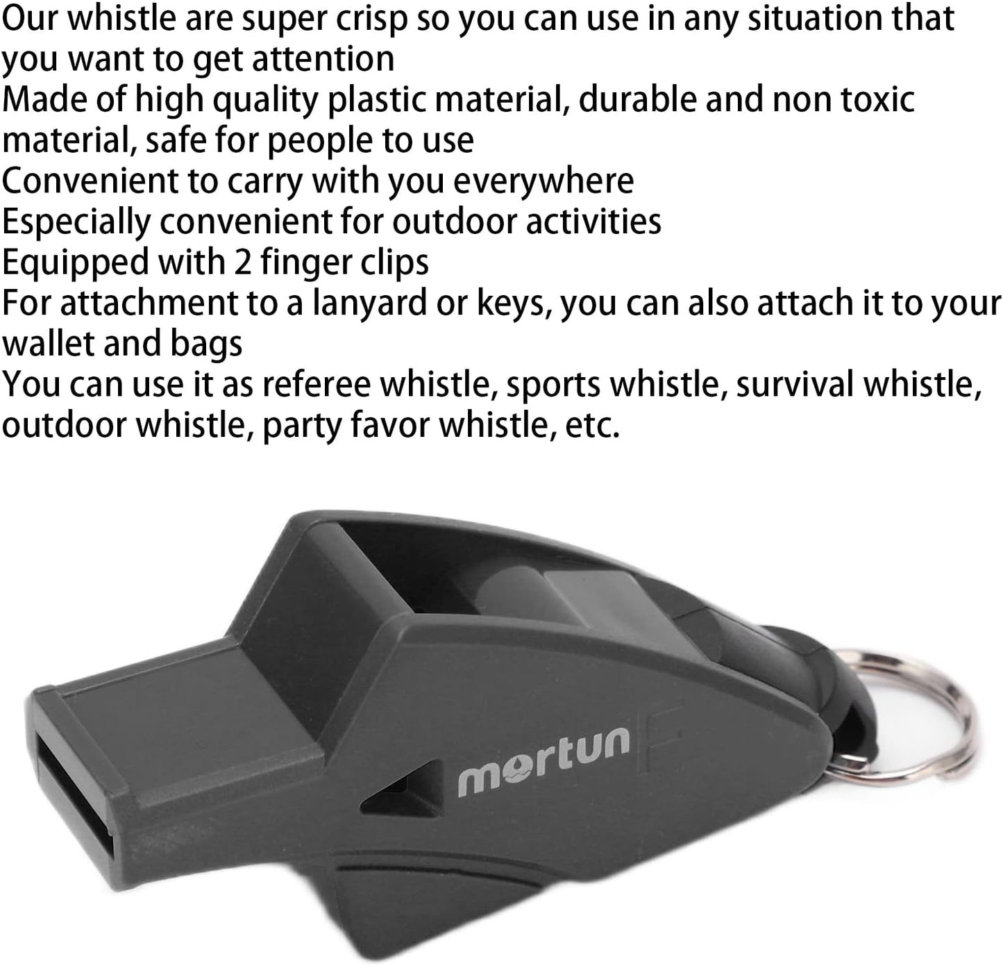 Referee Dolphin Whistle, Sports Whistle Portable and Pratical Outdoor Whistle with 2 Finger Clips for Outdoors Sports(Black)