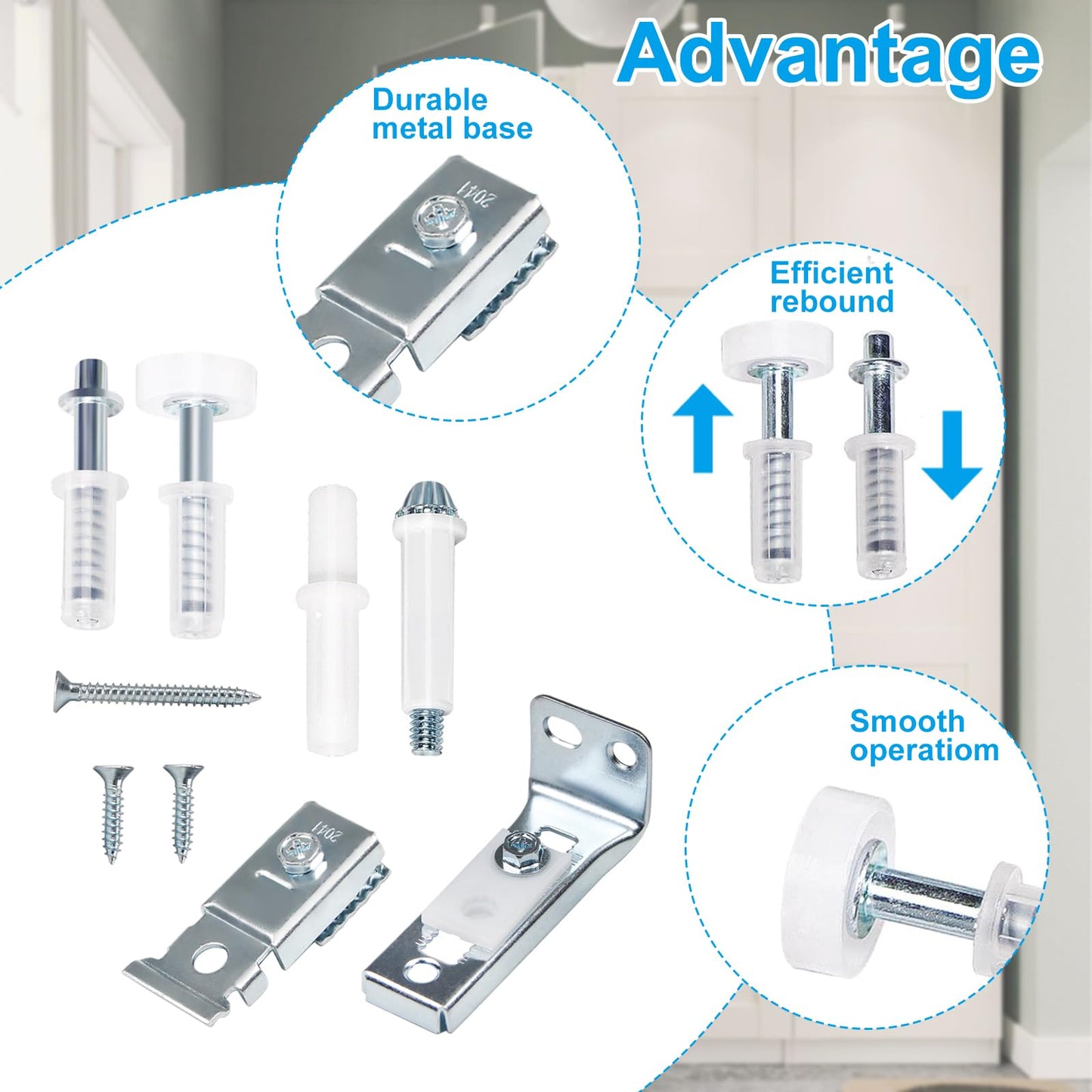 Bifold Door Hardware Repair Kit for 7/8" to 1" Sliding Door Track– 2 Pack Bi-fold Sliding Closet Door Hardware Kit with Top & Bottom Bracket,Guide Wheel,Pivot,for Folding Door Hardware