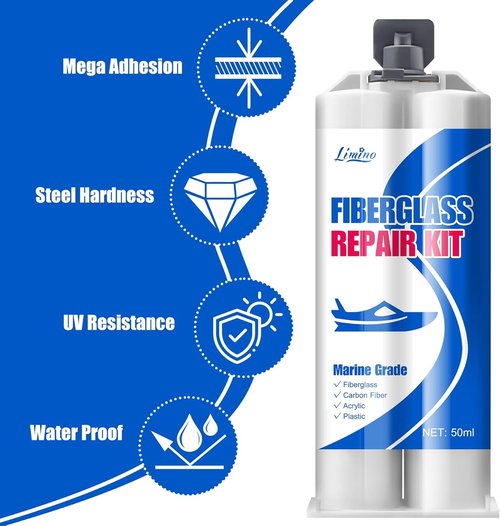 Limino Marine Fiberglass Repair Kit - 100ml Resin Filler for Bathtub, Boat & Kayak Repairs | UV-Resistant Gel Coat