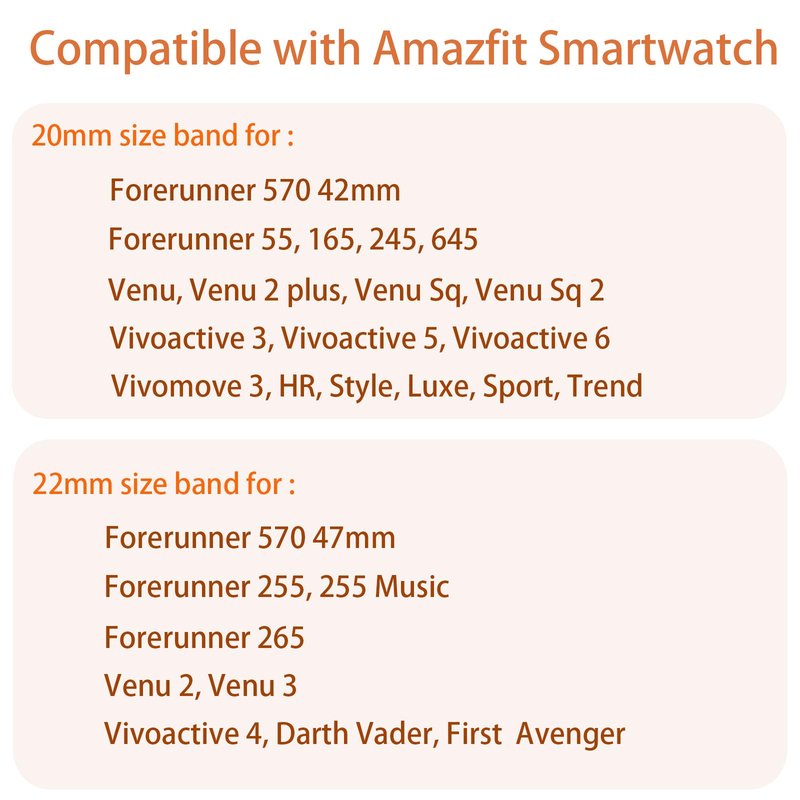 Compatible with Garmin Forerunner 570 bands, 20mm, 22mm Silicone Sport Wristband Replacement Straps Compatible with Garmin Forerunner 570 42mm, 47mm, Forerunner 55, 165, 245, 255, 265, 645, D2 Air X15