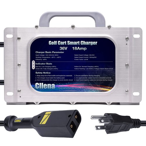Cllena 18 AMP Club Car EZGO TXT Golf Cart Battery Charger for 36 Volt Golf Carts - D Style Plug
